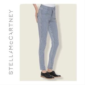 Stella McCartney Blue White Striped Straight Leg Jeans
